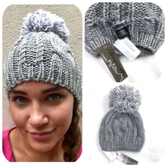 Neiman Marcus Renee's cable knit wool beanie/hat - Picture 1 of 5